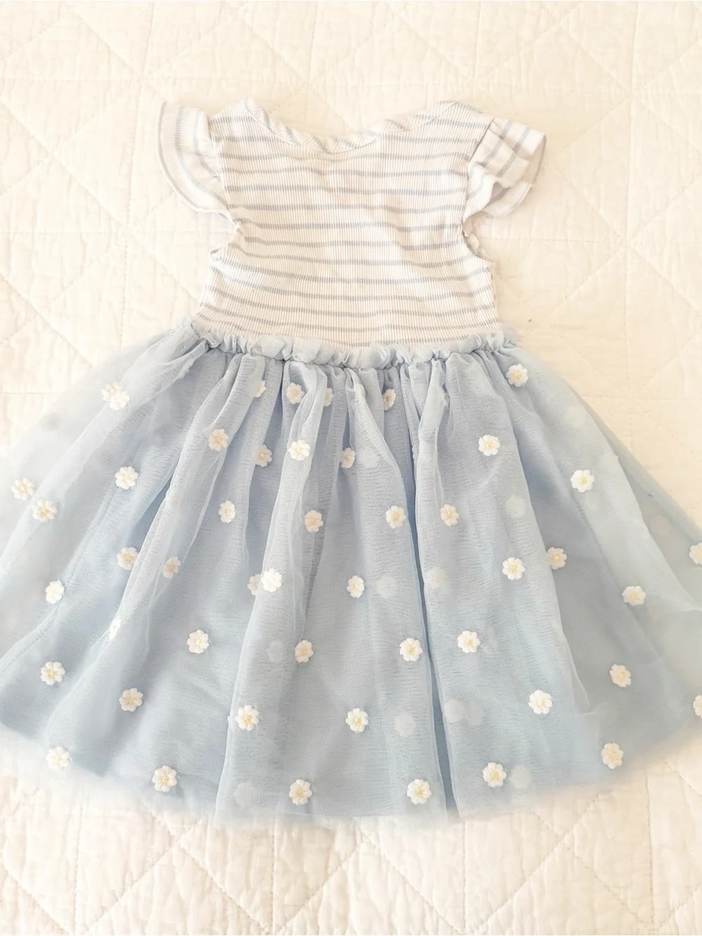 Nannette Kids 4 Light Blue Floral Tulle Dress with Embroidered Flower Bodice